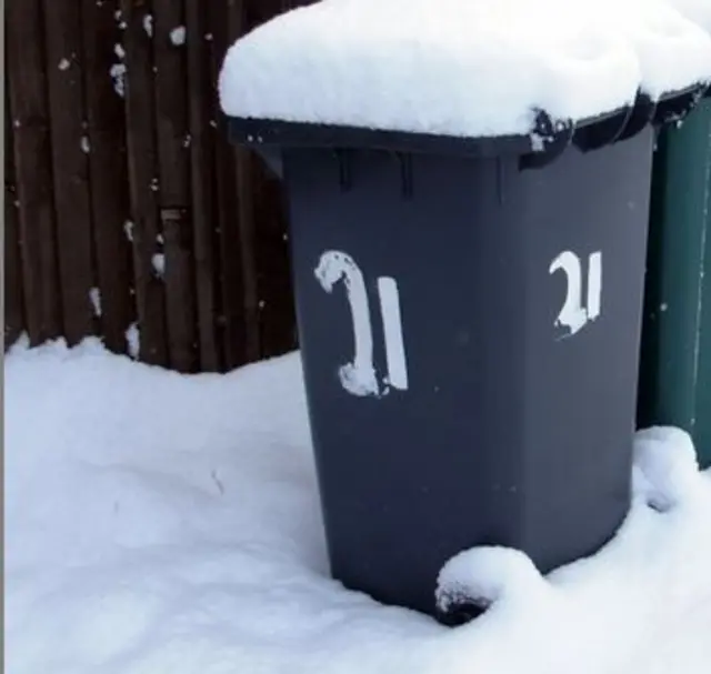 Bin covered in snow