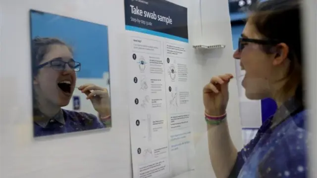 Woman taking a coronavirus test