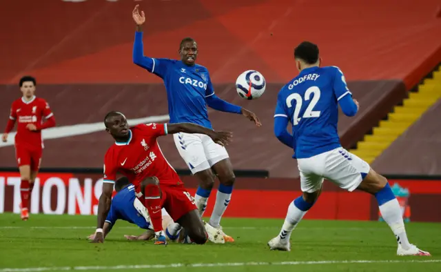 Sadio Mane is tackled