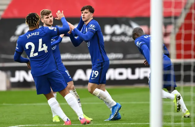 Mason Mount celebrates goal for Chelsea