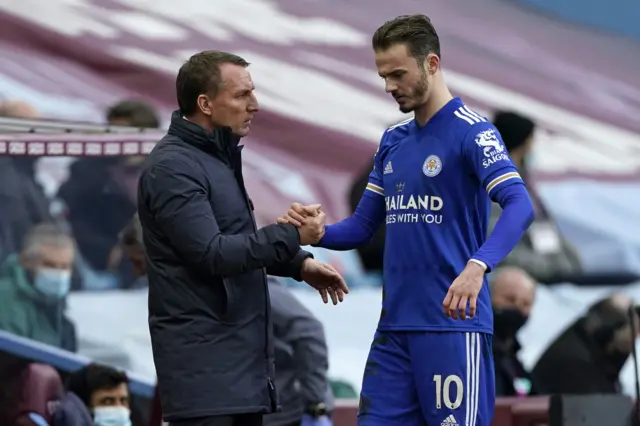 James Maddison talks to Brendan Rodgers