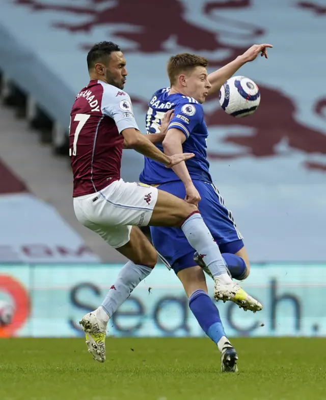 Harvey Barnes is fouled by Ahmed El Mohamady