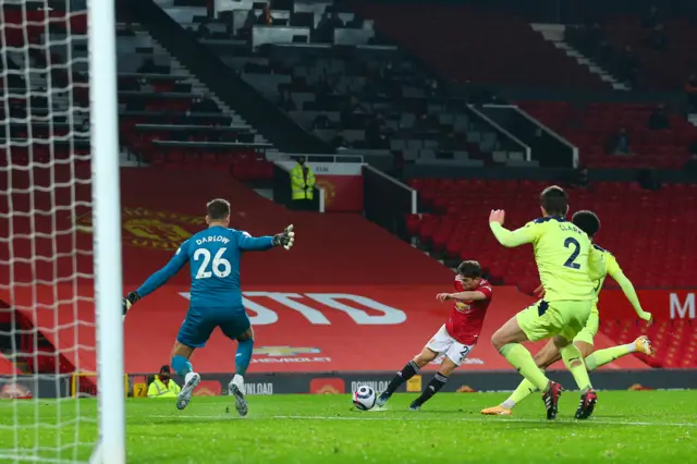 Daniel James score for Manchester United against Newcastle