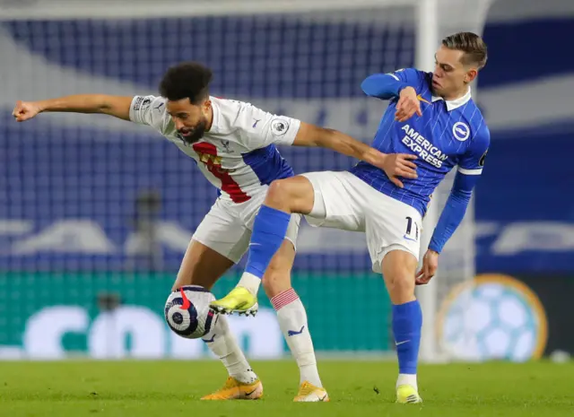 Crystal Palace's Andros Townsend and Brighton's Leandro Trossard