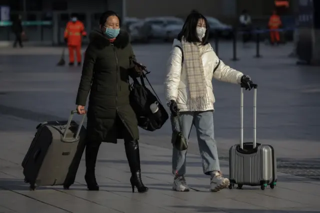 Travellers at Beijing station