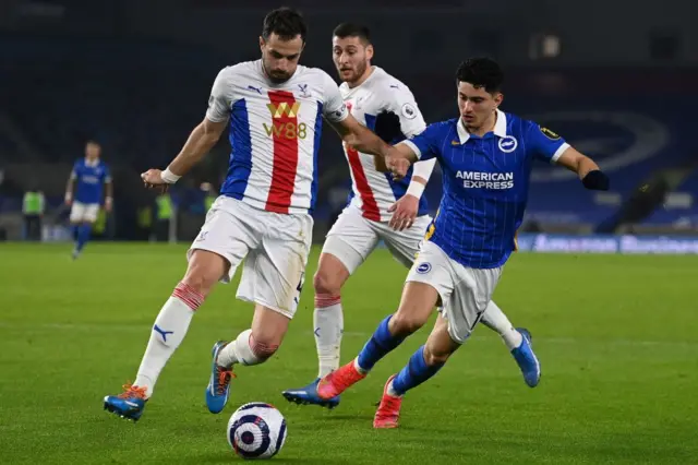 Crystal Palace's Luka Luka Milivojevic and Brighton's Steven Alazate