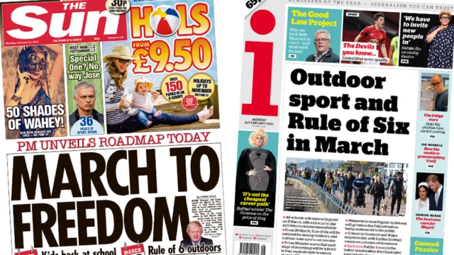 Monday's newspaper front pages - the Sun and the i