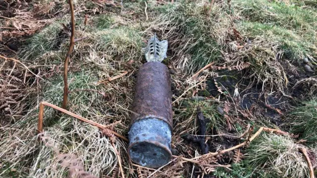 Unexploded mortar shell