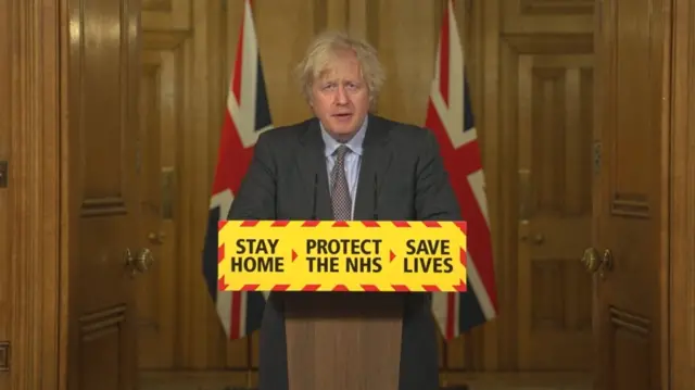 Boris Johnson at the briefing at Downing Street