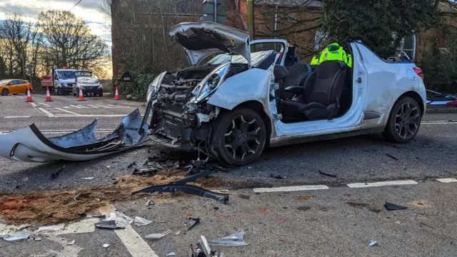 Crash on Loughborough Road and New Road junction in Coleorton, Leicestershire