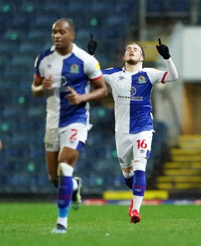 Harvey Elliott celebrates scoring for Blackburn