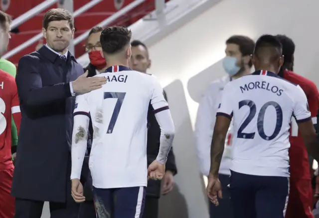 Steven Gerrard at full-time in Antwerp