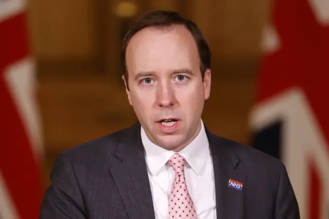 Matt Hancock at a Downing Street briefing