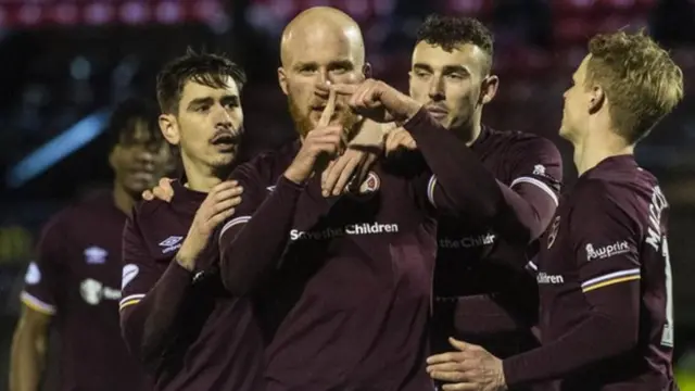 Hearts players celebrate