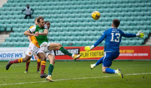 Liam Kelly denies Christian Doidge from close range