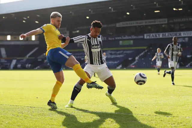 Aaron Connolly of Brighton and West Brom's Matheus Pereira