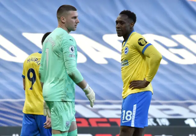 West Brom keeper Sam Johnstone and Brighton striker Danny Welbeck