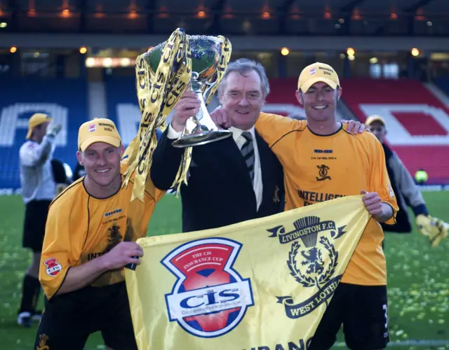 Livingston manager David Hay with the League Cup in 2004