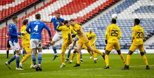 Shaun Rooney thumps home a header to give St Johnstone the lead