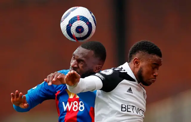 Crystal Palace's Christian Benteke and Fulham's Ademola Lookman