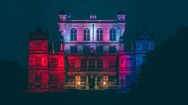 Wollaton Hall lit up