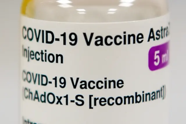 A vial of the Oxford University/AstraZeneca COVID-19 vaccine