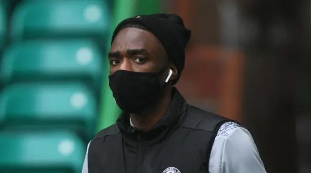 Motherwell's Devante Cole arrives at Celtic Park