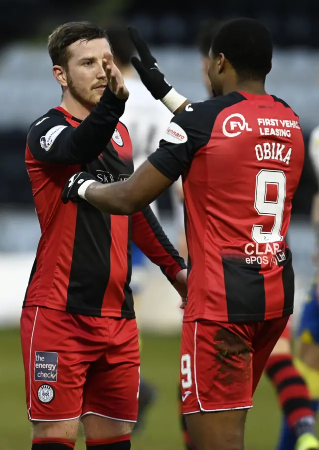 Kyle McAllister and Jon Obika got St Mirren's goals