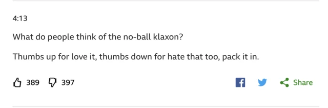 BBC Sport vote for no-ball klaxon