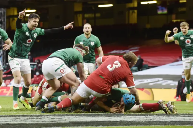 Ireland's Tadgh Beirne scores