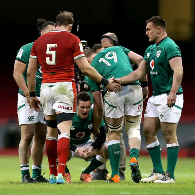 Alun Wyn Jones consoles Ireland