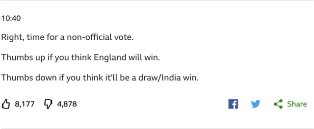 BBC Sport vote for England or India win