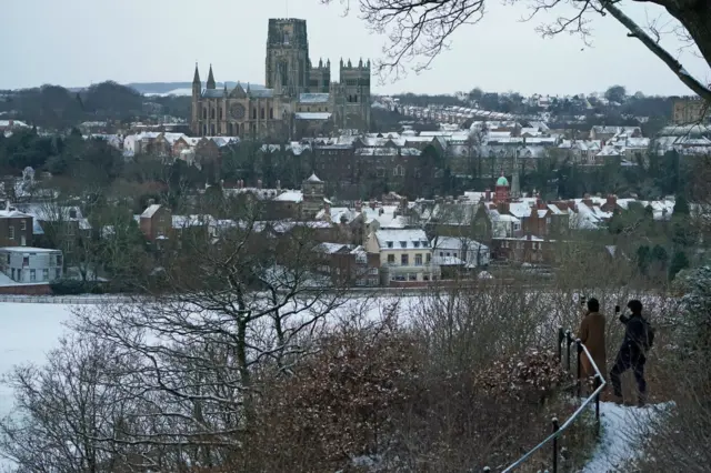 Durham Cathedral in snow