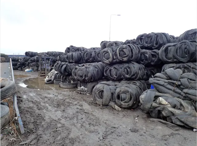 Stockpiled tyres