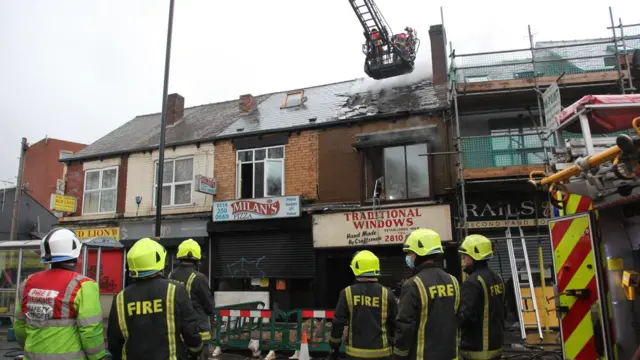 Firefighters at the scene