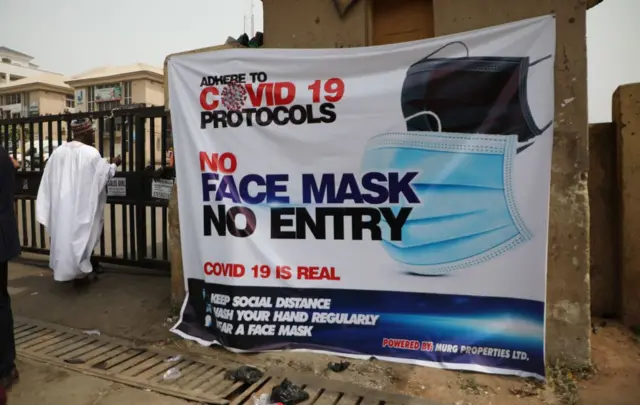 A coronavirus sign in Nigeria