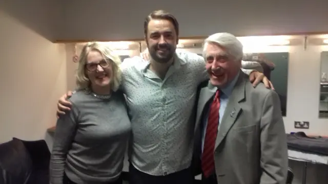 Jeffrey and daughter julie with jason manford