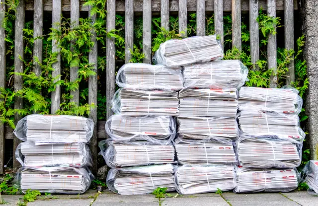 Bundles of newspapers