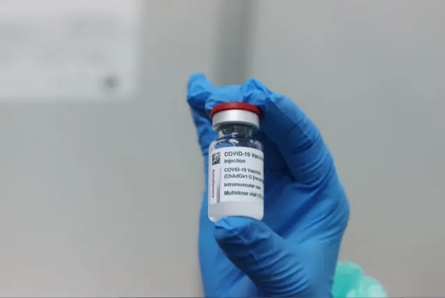 Vial of Oxford-AstraZeneca jab