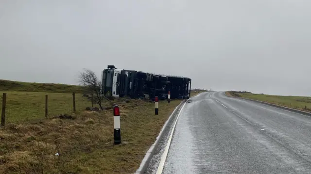 Overturned lorry