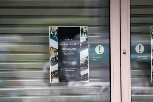 A closed sign on a John Lewis store