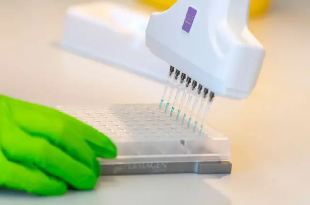 An eight channel pipette