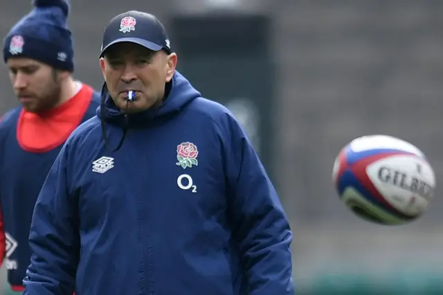 Eddie Jones blows a whistle