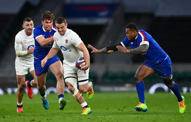 Ben Earl makes a break with the ball