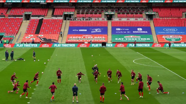 EFL Trophy final warm up