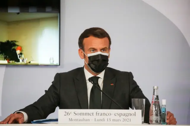 French President Emmanuel Macron speaks at a news conference