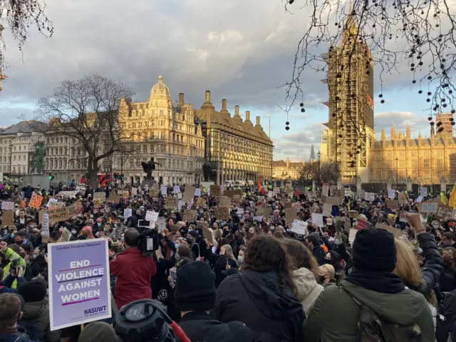 Hundreds of protesters in Parliament Square