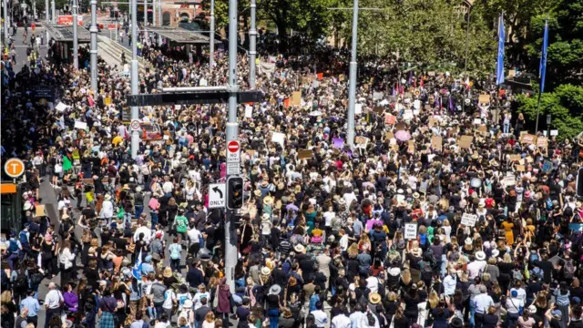 Crowds at the march in Sydney