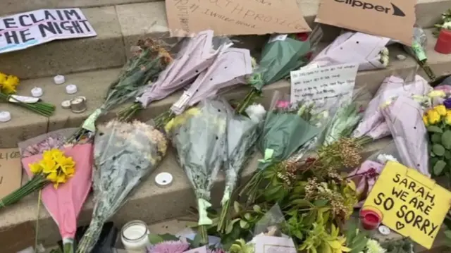 Flowers left at the scene of Leeds vigil