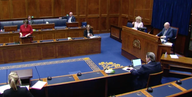 Arlene Foster speaking in chamber